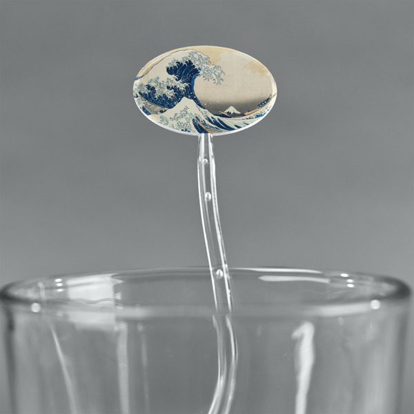 Great Wave off Kanagawa Clear Plastic 7" Stir Stick - Oval - Main