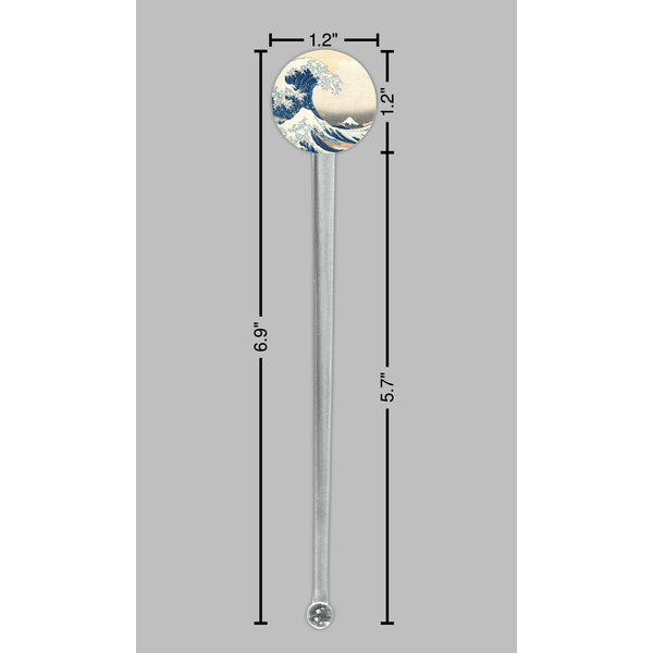 Great Wave off Kanagawa Clear Plastic 7" Stir Stick - Round - Dimensions