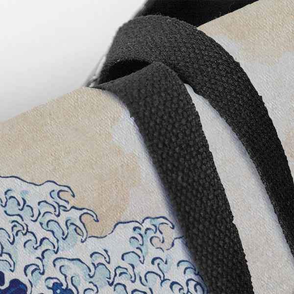 Great Wave off Kanagawa Closeup of Tote w/Black Handles