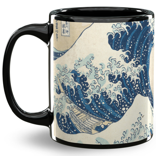 Custom Great Wave off Kanagawa 11 Oz Coffee Mug - Black