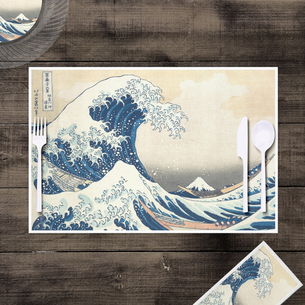 Great Wave off Kanagawa Disposable Paper Placemat - In Context