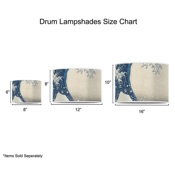 Great Wave off Kanagawa Drum Lampshades - Sizing Chart