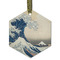 Great Wave off Kanagawa Frosted Glass Ornament - Hexagon