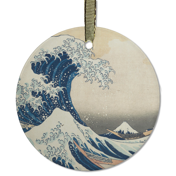 Custom Great Wave off Kanagawa Flat Glass Ornament - Round
