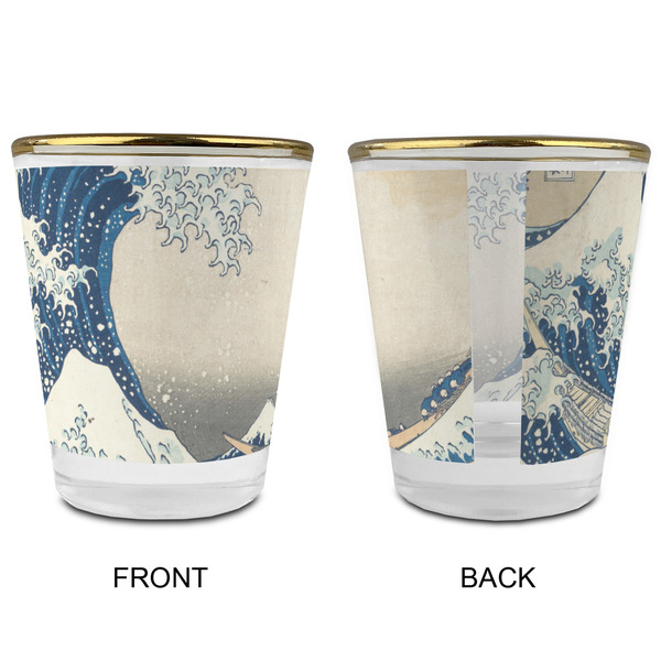 Great Wave off Kanagawa Glass Shot Glass - with gold rim - APPROVAL
