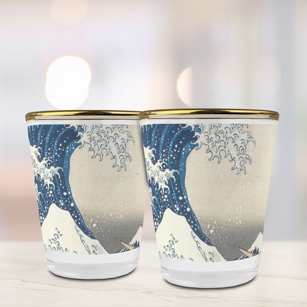 Great Wave off Kanagawa Glass Shot Glass - with gold rim - LIFESTYLE