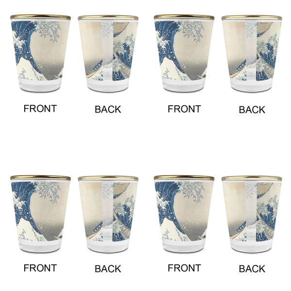 Great Wave off Kanagawa Glass Shot Glass - with gold rim - Set of 4 - APPROVAL