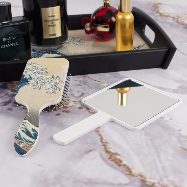 Great Wave off Kanagawa Hair Brush - With Hand Mirror