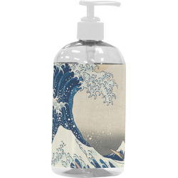 Great Wave off Kanagawa Plastic Soap / Lotion Dispenser (16 oz - Large - White)