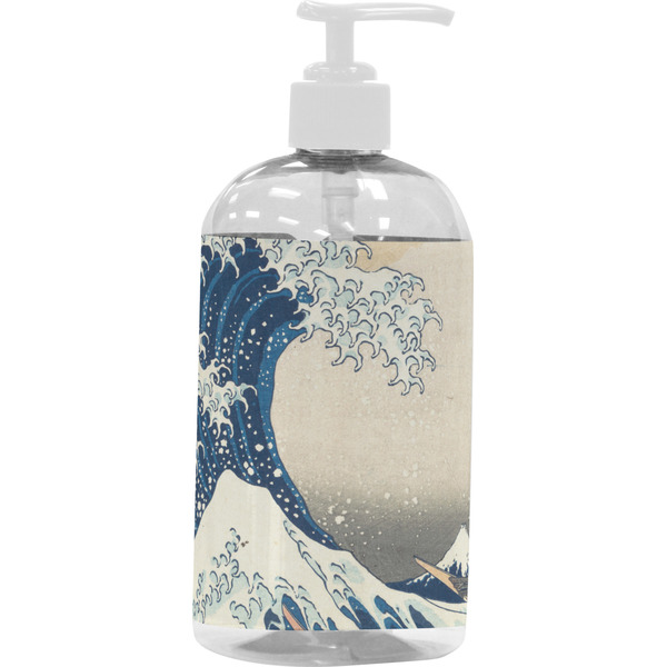 Custom Great Wave off Kanagawa Plastic Soap / Lotion Dispenser (16 oz - Large - White)