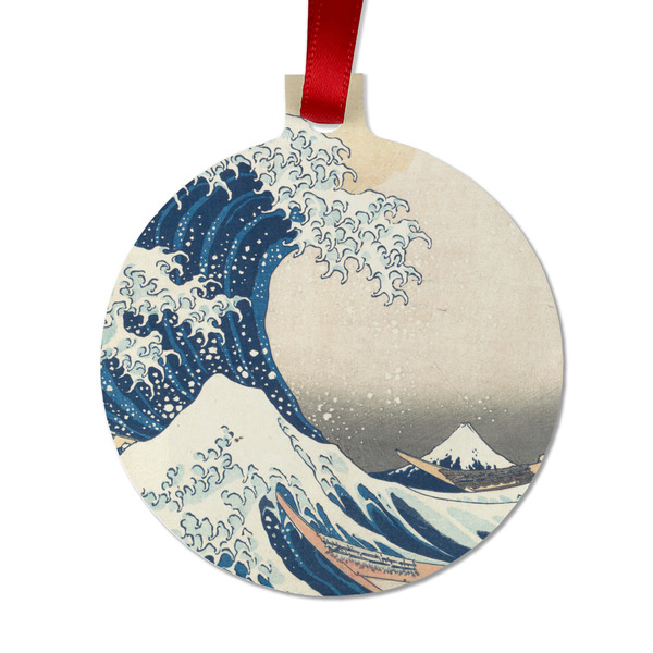 Custom Great Wave off Kanagawa Metal Ball Ornament - Double Sided