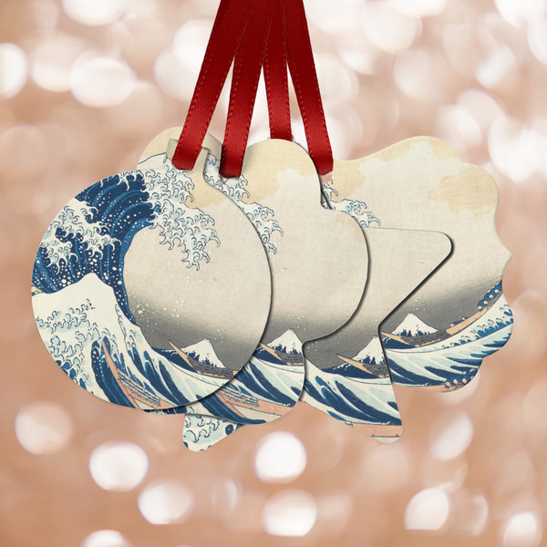 Custom Great Wave off Kanagawa Metal Ornaments - Double Sided