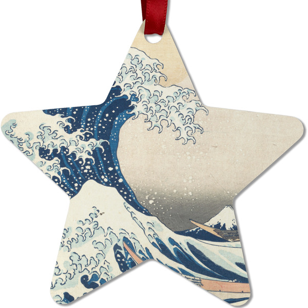 Custom Great Wave off Kanagawa Metal Star Ornament - Double Sided