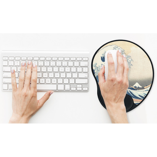 Great Wave off Kanagawa Mouse Pad with Wrist Rest - LIFESYTLE 2 (in use)