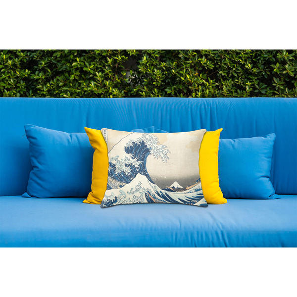 Great Wave off Kanagawa Outdoor Throw Pillow  - LIFESTYLE (Rectangular - 20x14)