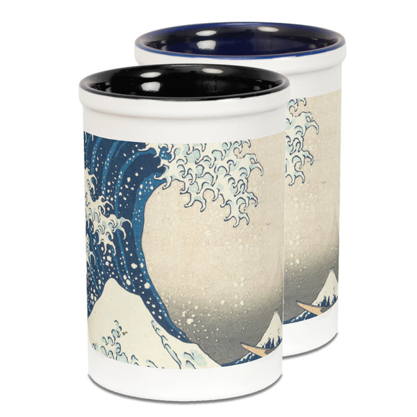 Custom Great Wave off Kanagawa Ceramic Pencil Holder - Large