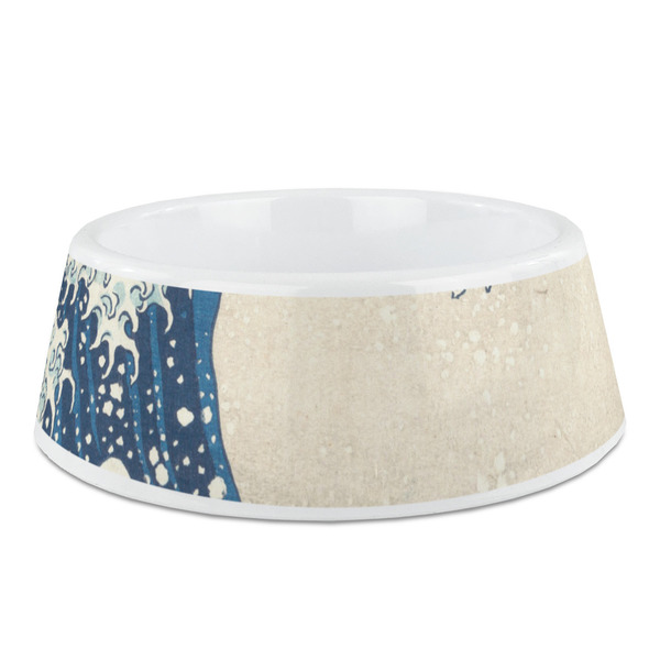 Custom Great Wave off Kanagawa Plastic Dog Bowl - Medium