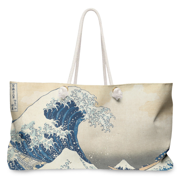Custom Great Wave off Kanagawa Large Tote Bag with Rope Handles
