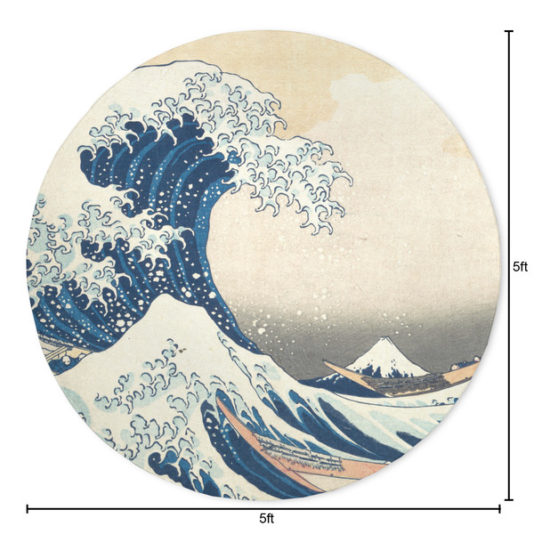 Great Wave off Kanagawa Round Area Rug - Size