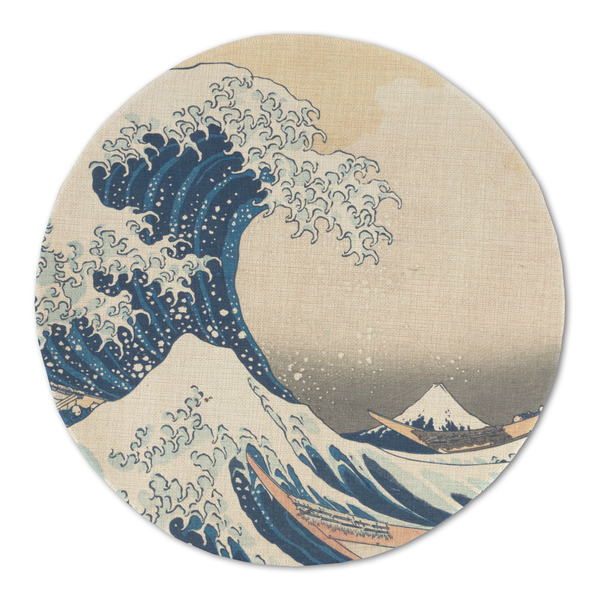 Custom Great Wave off Kanagawa Round Linen Placemat - Single Sided