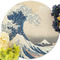 Great Wave off Kanagawa Round Linen Placemats - Front (w flowers)