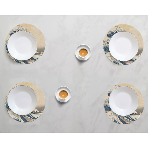 Great Wave off Kanagawa Round Linen Placemats - LIFESTYLE (set of 4)
