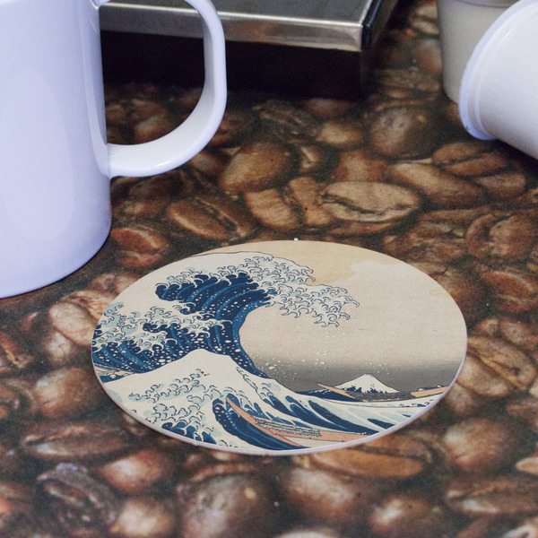 Great Wave off Kanagawa Round Paper Coaster - Front