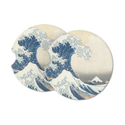 Great Wave off Kanagawa Sandstone Car Coasters - Set of 2