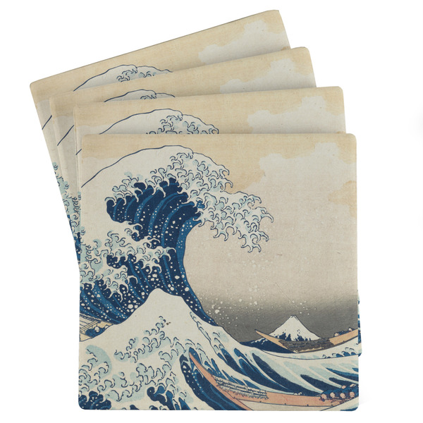 Custom Great Wave off Kanagawa Absorbent Stone Coasters - Set of 4