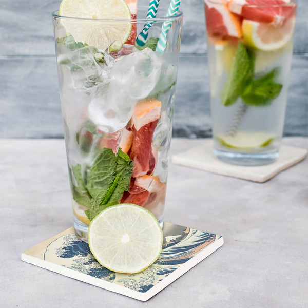 Great Wave off Kanagawa Set of 4 Stone Coasters - In Context View