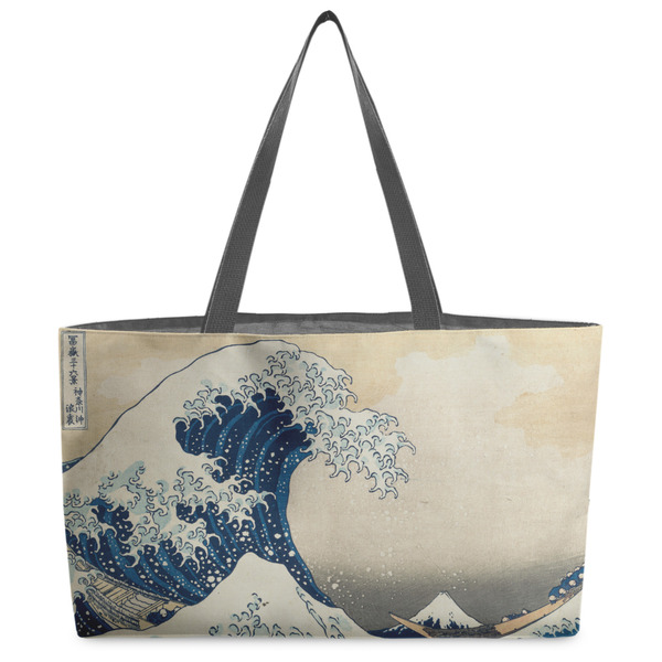 Custom Great Wave off Kanagawa Beach Totes Bag - w/ Black Handles