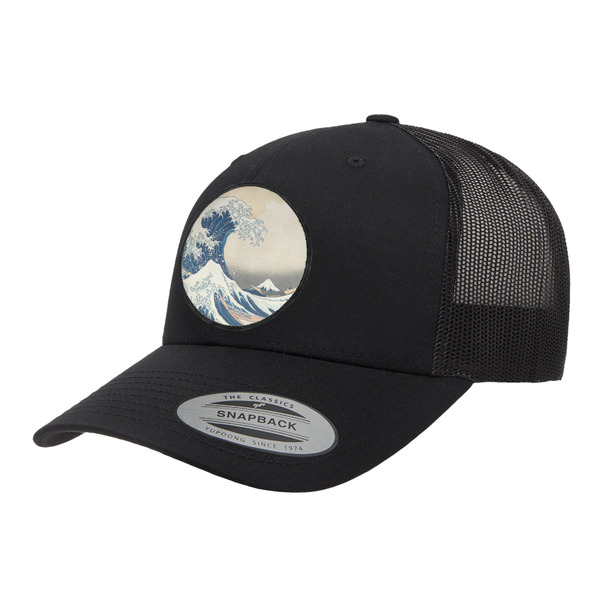 Custom Great Wave off Kanagawa Trucker Hat - Black