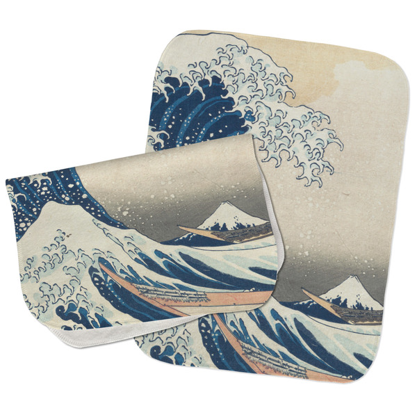 Custom Great Wave off Kanagawa Burp Cloths - Fleece - Set of 2