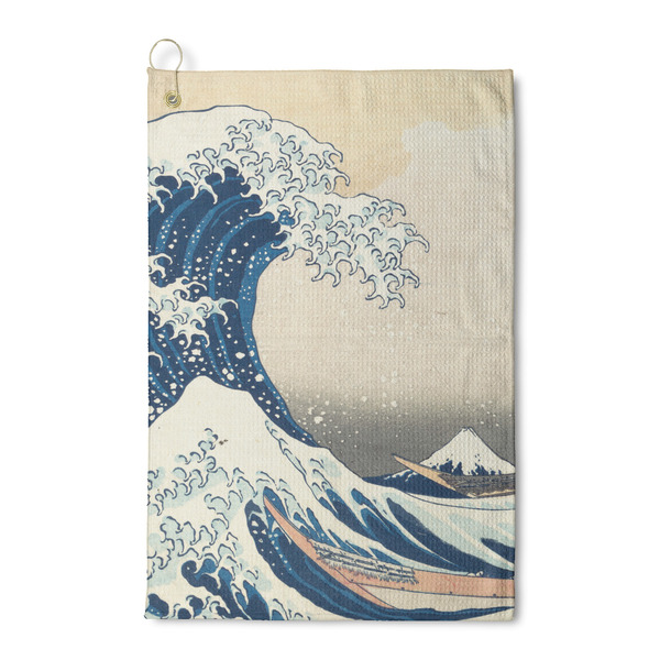 Custom Great Wave off Kanagawa Waffle Weave Golf Towel