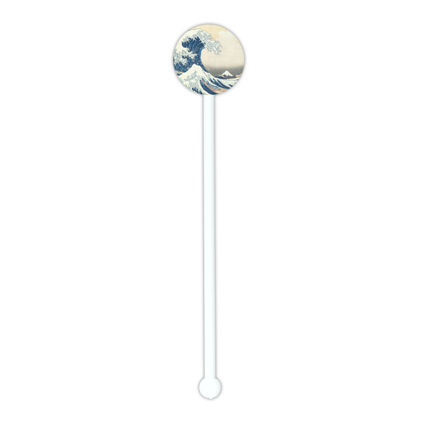 Great Wave off Kanagawa White Plastic 5.5" Stir Stick - Round - Single Stick