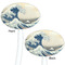 Great Wave off Kanagawa White Plastic 7" Stir Stick - Double Sided - Oval - Front & Back