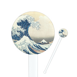 Great Wave off Kanagawa 7" Round Plastic Stir Sticks - White - Single Sided