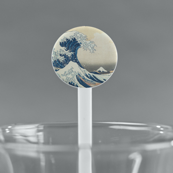 Great Wave off Kanagawa White Plastic 7" Stir Stick - Round - Main