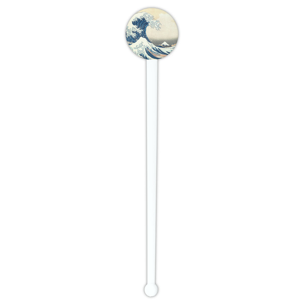 Great Wave off Kanagawa White Plastic 7" Stir Stick - Round - Single Stick