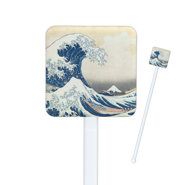 Custom Great Wave off Kanagawa Square Plastic Stir Sticks - Single Sided