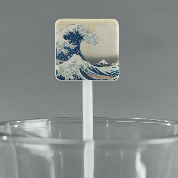 Great Wave off Kanagawa White Plastic Stir Stick - Square - Main