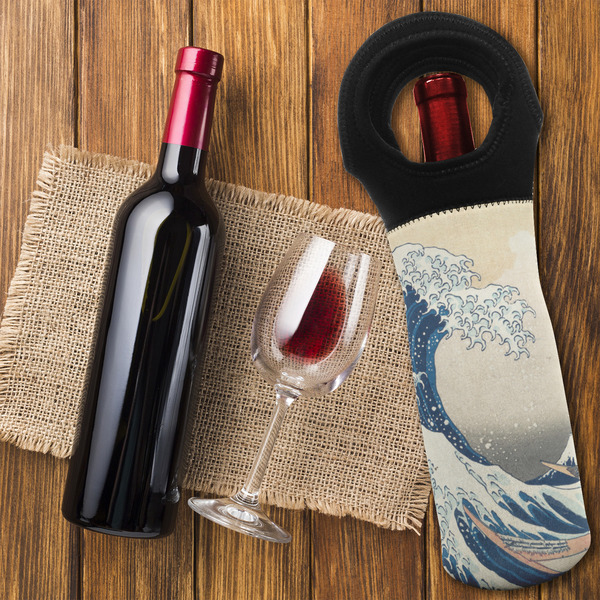 Great Wave off Kanagawa Wine Tote Bag - FLATLAY