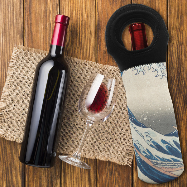 Great Wave off Kanagawa Wine Tote Bag - FLATLAY