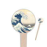 Great Wave off Kanagawa 4" Round Wooden Food Picks - Double Sided