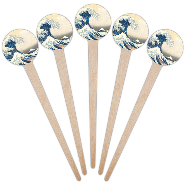 Great Wave off Kanagawa Wooden 4" Food Pick - Round - Fan View