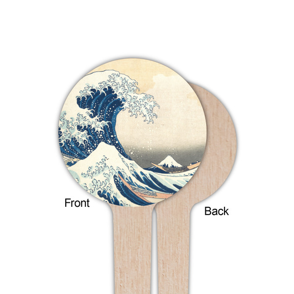 Great Wave off Kanagawa Wooden 4" Food Pick - Round - Single Sided - Front & Back