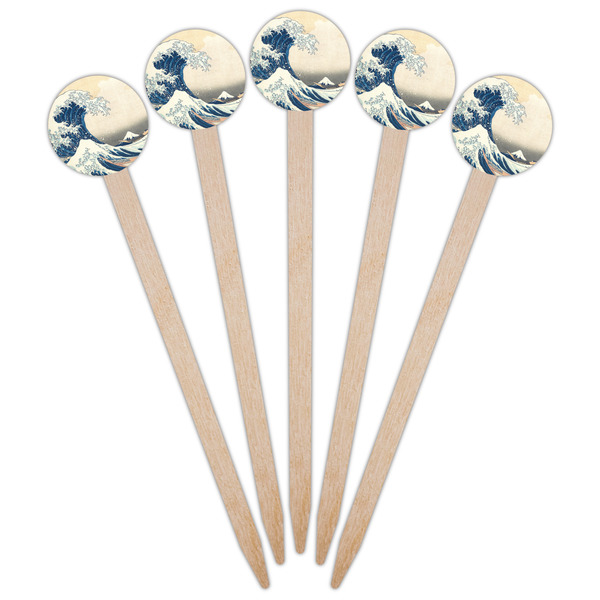 Great Wave off Kanagawa Wooden 6" Food Pick - Round - Fan View