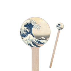 Great Wave off Kanagawa 7.5" Round Wooden Stir Sticks - Single Sided