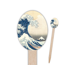 Great Wave off Kanagawa Oval Wooden Food Picks - Double Sided