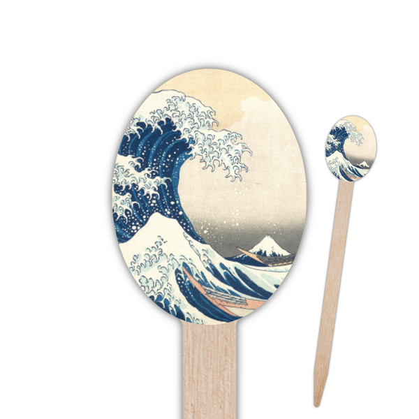 Custom Great Wave off Kanagawa Oval Wooden Food Picks